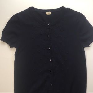 J. Crew navy blue short sleeved cardigan